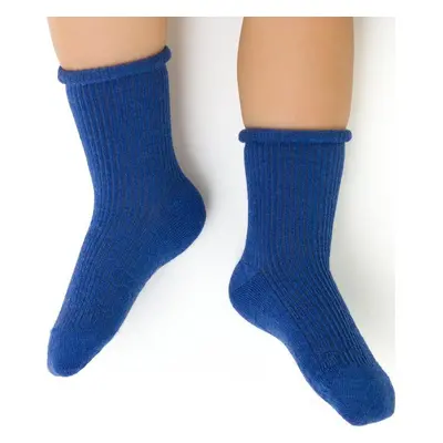 Modré dětské nekompresní merino ponožky Art.130 MD016, BLUE - PRESSURE FREE