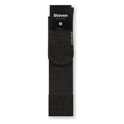 Tmavě šedá pánské podkolenky z merino vlny Art.008 KD007, GRAY MELANGE - SEAMLESS