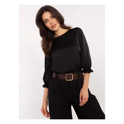 Černá dámská halenka s volány na rukávech LK-BZ-509950.89-black