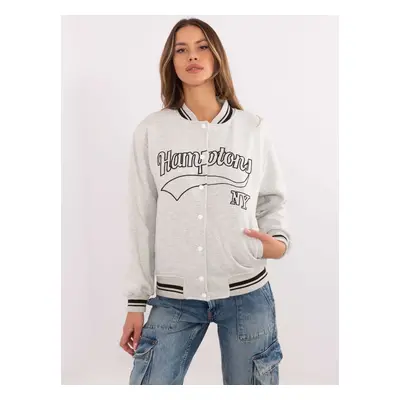 Světle šedá dámská bomber mikina s výšivkou EM-BL-895.13X-light grey