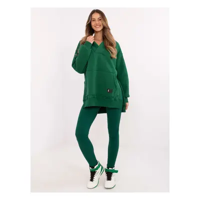 Tmavě zelená dámská třídílná souprava s asymetrickou mikinou EM-KMPL-849.94P-dark green