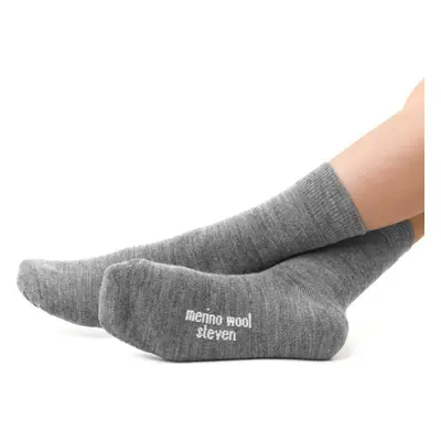 Šedé chlapecké ponožky z merino vlny Art.130 GE012, LIGHT GRAY MELANGE