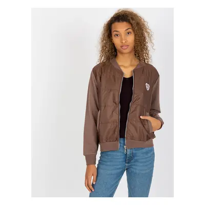 Hnědá bomber mikina na zip RV-BL-8229.69P-brown