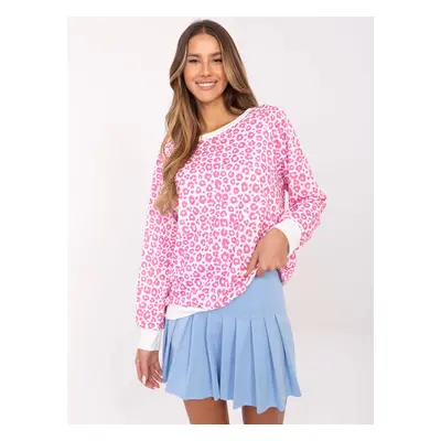 Bílo-růžová dámská oversize halenka s leopardím vzorem MI-BZ-M742.86-white-pink