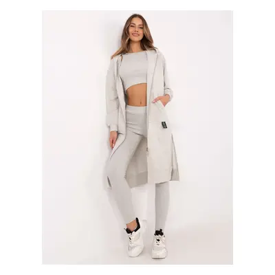 Světle šedá dámská třídílná souprava s mikinou na zip EM-KMPL-851.69P-light grey