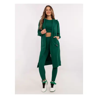 Tmavě zelená dámská třídílná souprava s mikinou na zip EM-KMPL-851.86P-dark green