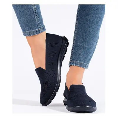 Tmavě modré děrované textilní slip on H0032BL