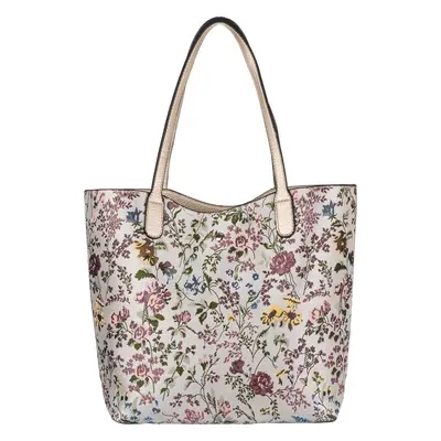 David Jones Bílo-růžová shopper kabelka s květinovým potiskem [DH] G-23124