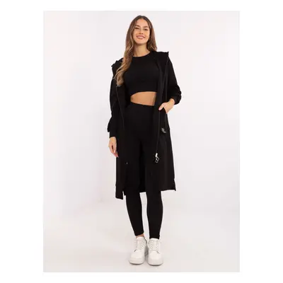 Černá dámská třídílná souprava s mikinou na zip EM-KMPL-851.86P-black