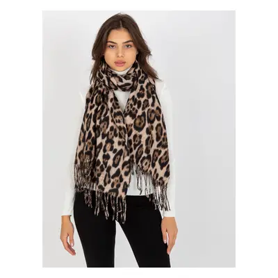 Hnědá Leopardí šála AT-SZ-1-892.39P-black-beige