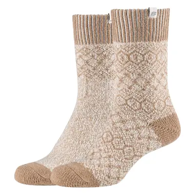 Béžové vzorované ponožky Skechers 2PPK Wm Casual Cozy Jacquard Socks SK41047-1202