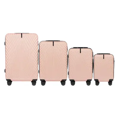 Pudrová 4dílná sada skořepinových kufrů SWAN SN120-4, Set of 4 suitcases (L,M,S,XS) Wings ABS+, 