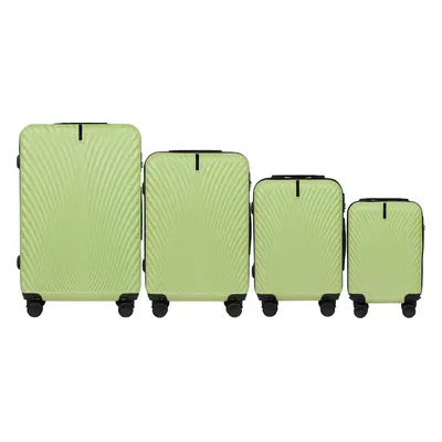 Limetková 4dílná sada skořepinových kufrů SWAN SN120-4, Set of 4 suitcases (L,M,S,XS) Wings ABS+