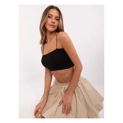 Černý dámský crop top se špagetovými ramínky D16005M02459A-black