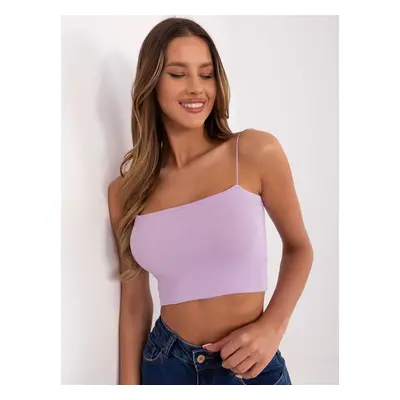 Světle fialový crop top se špagetovými ramínky D16005M02459A-light purple