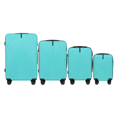 Tyrkysová 4dílná sada skořepinových kufrů SWAN SN120-4, Set of 4 suitcases (L,M,S,XS) Wings ABS+