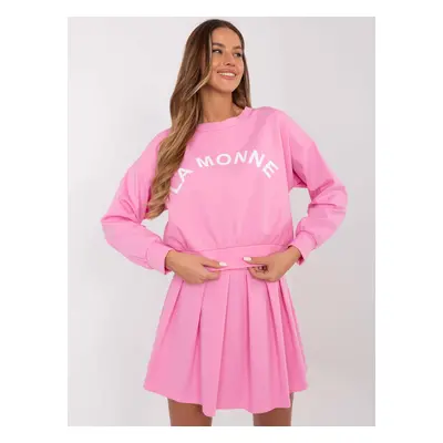 Růžový dvoudílný set s plisovanou sukní MI-KMPL-M6158.92-pink