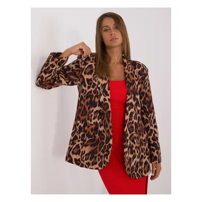 Hnědé oversize sako s leopardím vzorem -DHJ-MA-2002A-1.88-brown