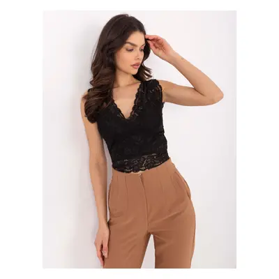 Černý dámský krajkový crop top D16048W02345A-black