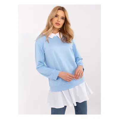 Světle modrá halenka s košilovými prvky MI-BZ-A5997.49-light blue