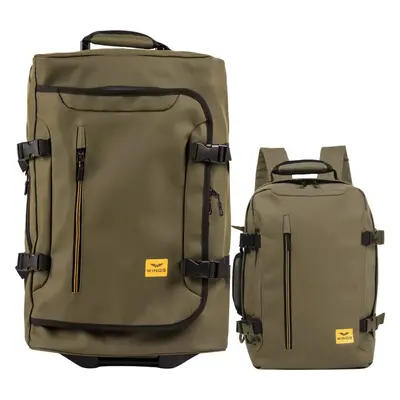 Khaki set kufru a batohu Partrige 1805, Set of 2 Suitcases (S, BACKPACK) Wings, DARK GREEN