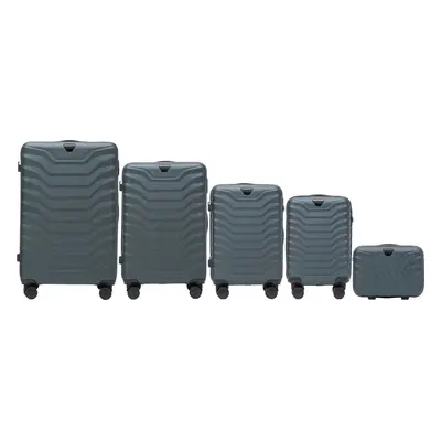 Tmavě zelená 5dílná PEAFOWL PEA01, Set of 5 suitcases (L,M,S,XS,BC) Wings, Dark green