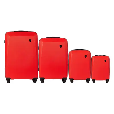 Červená sada čtyř cestovních kufrů 0125, Luggage 4 sets (L,M,S,XS) Wings, Red