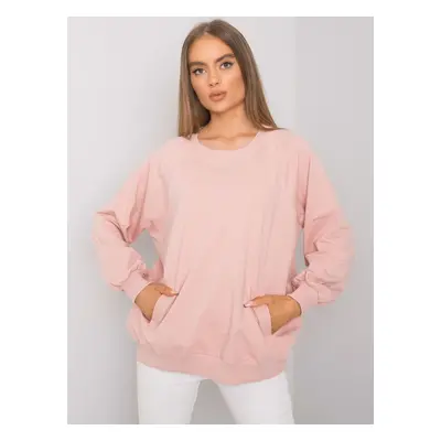 Pudrová basic mikina s raglánovými rukávy RV-BL-7191.37P-powder pink