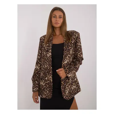 Tmavě béžové oversize sako s leopardím vzorem DHJ-MA-2002A-2.53-dark beige