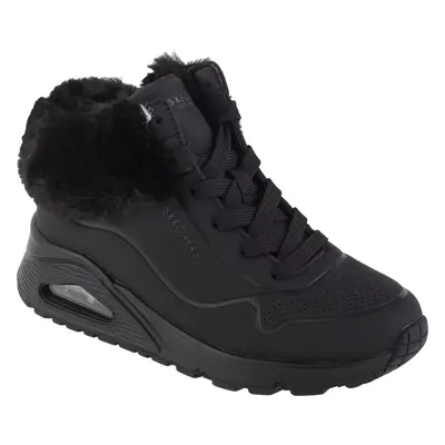 Černé dívčí kotníkové tenisky s kožíškem Skechers Uno - Fall Air 310539L-BBK