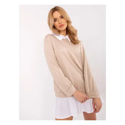 Béžová halenka s košilovými prvky MI-BZ-A5997.49-beige