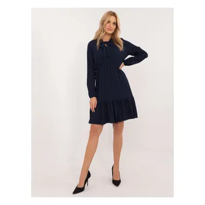 Tmavě modré mini šaty s dlouhým rukávem TW-SK-BI-CB3331.88-dark blue