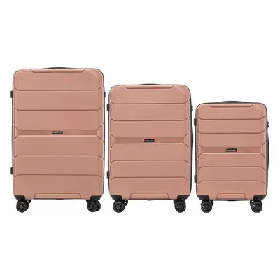 Rosegold sada cestovních kufrů Sparrow PP06-3, Set of 3 Wings POLIPROPYLEN suitcases L,M,S Rose 