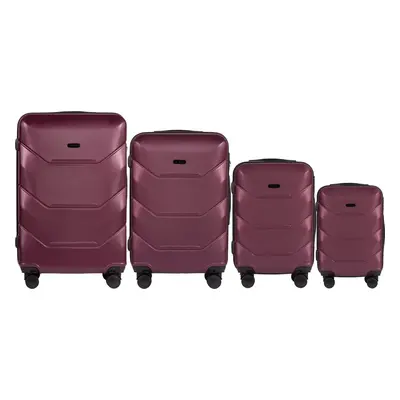 Vínová sada 4 skořepinových kufrů Peacock 148, Luggage 4 sets (L,M,S,XS) Wings, Burgundy