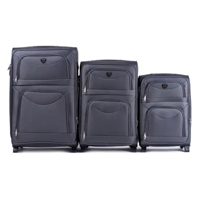 Tmavě šedá sada 3 cestovních kufrů 6802(2), Sets of 3 suitcases Wings 2 wheels L,M,S, Dark grey