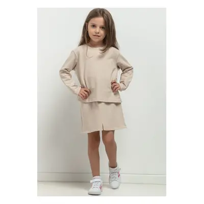 Dívčí světle béžová sukně s rozparkem - máma a dcera MMD40 - light beige Rozmiar: 98