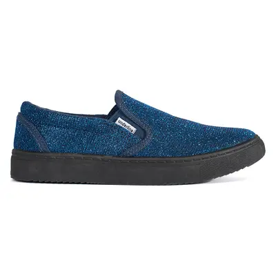 Modré brokátové tenisky slip-on T-3-1603NA