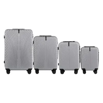 Šedá 4dílná sada skořepinových kufrů SWAN SN120-4, Set of 4 suitcases (L,M,S,XS) Wings ABS+, GRE