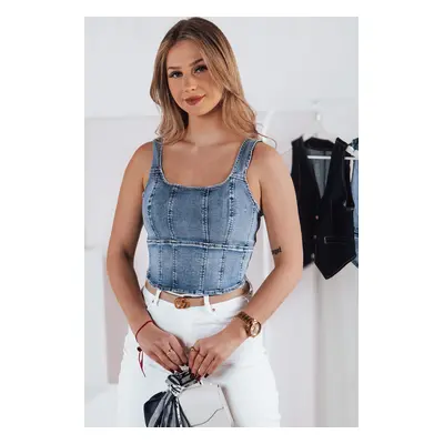 Dámský džínový crop top na ramínka VESTTOP RY2727