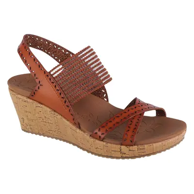 Hnědé sandály na klínku Skechers Beverlee - Boho Glow 119330-LUG