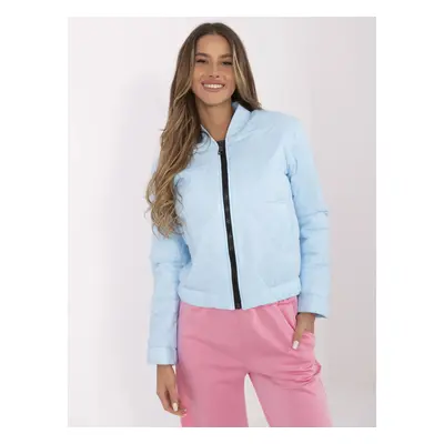 Světle modrý dámský prošívaný bomber se stojáčkem MI-KR-88357.69P-light blue