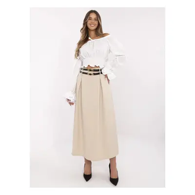 Béžová dámská maxi sukně s páskem MI-SD-88660.83-beige