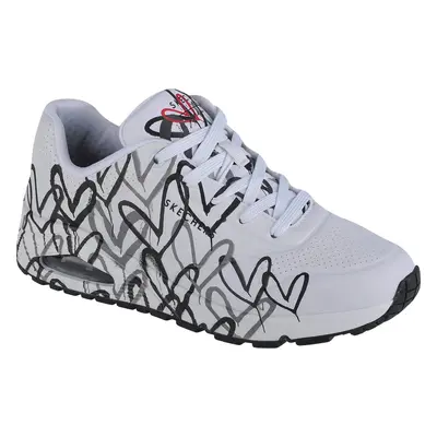 Bílé dámské tenisky Skechers Uno - Spread The Love s černo-šedým motivem 155507-WBGY