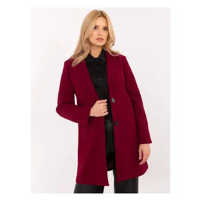 Vínový dámský kabát s kapsami TW-PL-BI-25533.18-bordo