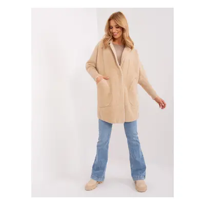 Světle béžový kabát s kapsami MBM-PL-1517.00P-light beige