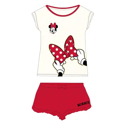 Minnie Mouse - licence Dívčí pyžamo - Minnie Mouse 5204A091, smetanová / červená Barva: Smetanov