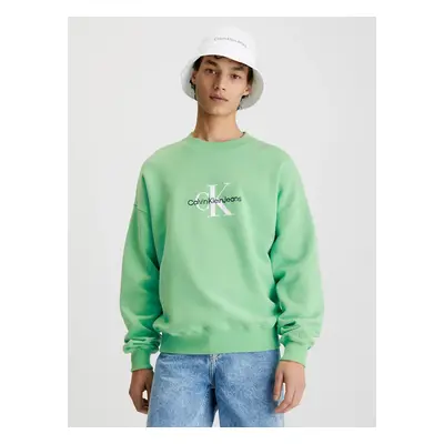 Calvin Klein pánská zelená mikina MONOLOGO OVERSIZED