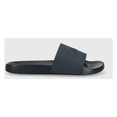 Calvin Klein pánské modré pantofle POOL SLIDE RUBBER