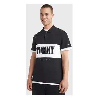 Tommy Jeans pánské černé polo tričko