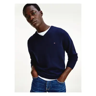 Tommy Hilfiger pánský modrý svetr Pima Cotton Cashmere